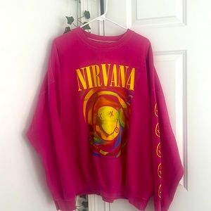Urban Outfitters, Nirvana crewneck in hot pink